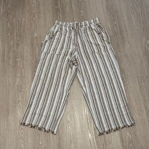 Royalty For Me Striped Tan and White Wide Leg Pants